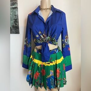 NWOT Blue, Yellow & Green Multi Colored Skirt Set